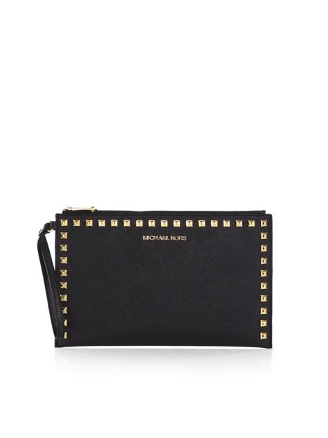 michael michael kors large logo wristlet|Michael Kors studded wristlet.